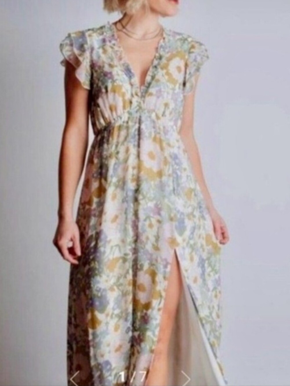 Baltic Born Georgia Floral Maxi Dress NWT Multi Floral Slit Gown Size Large